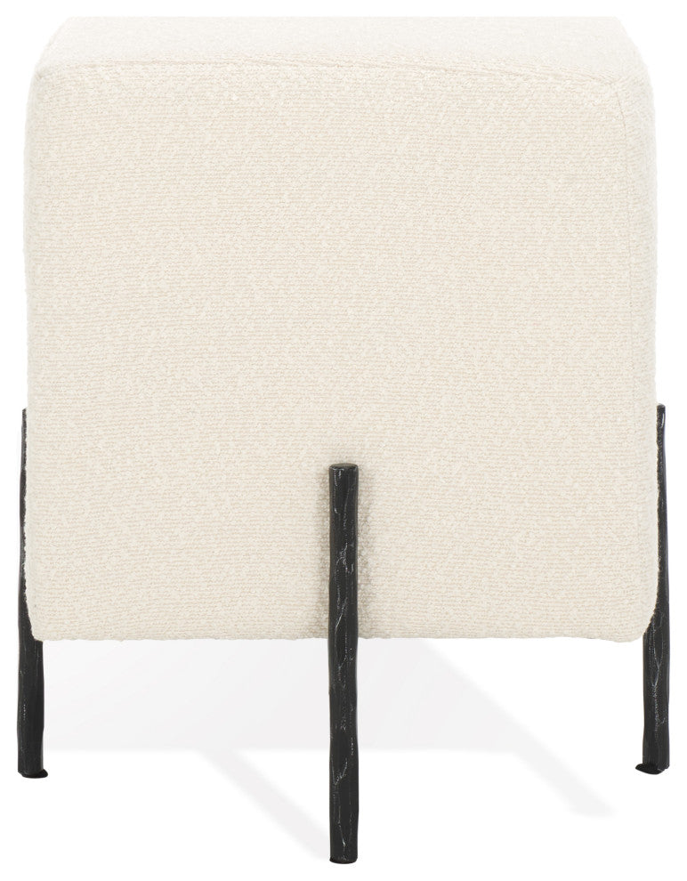 Safavieh Couture Jessa Square Boucle Ottoman, Ivory / Black