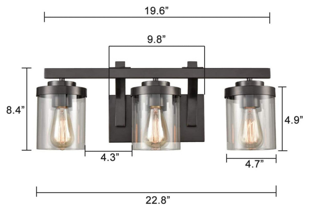 3 Light Wall Lights With Oil Rubbed Bronze Finish Vintage Industrial Wall Sconce