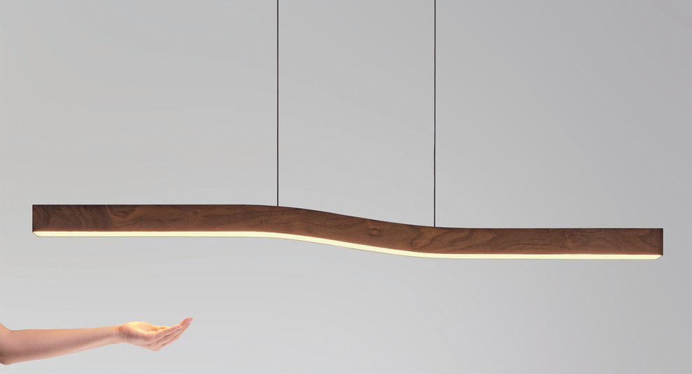 Camur LED Linear Pendant, Dark Stained Walnut, 3500k