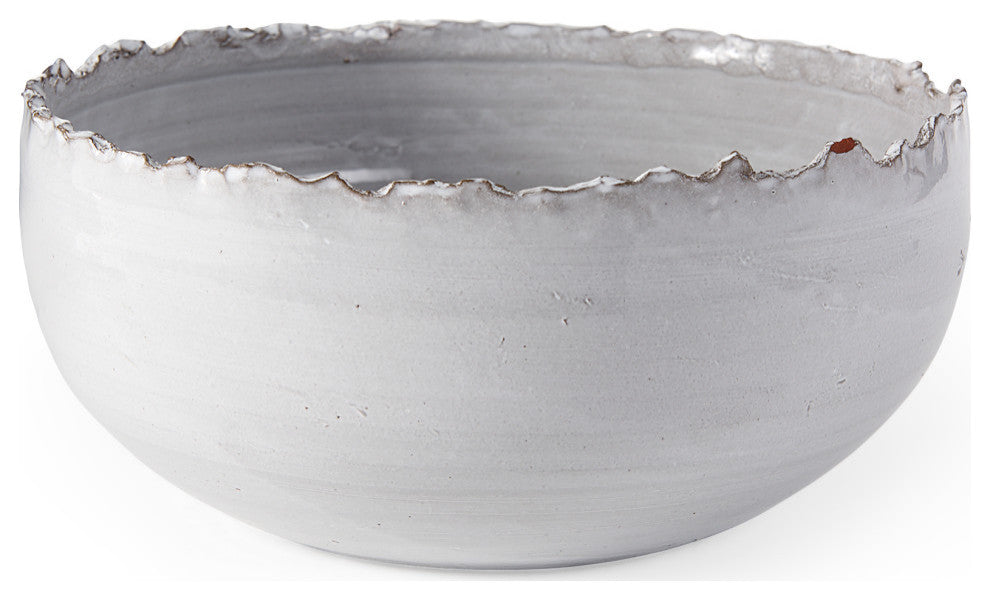 Larsen 13Lx13W White Ceramic Large Decorative Bowl