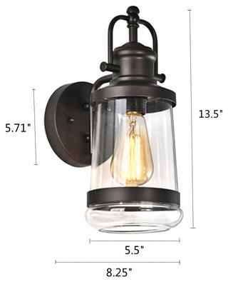 CHLOE Lighting Derrick Transitional 1Light Rubbed Bronze Outdoor Wall Sconce 14"
