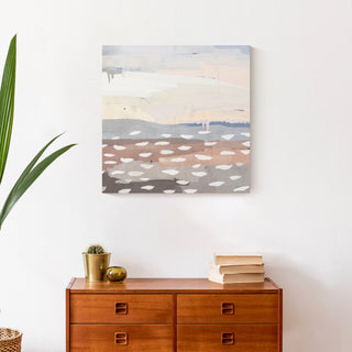 Cream Blue Abstract 20x20 Canvas Wall Art