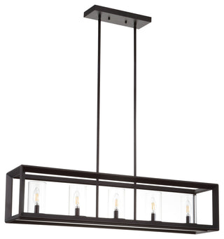 Anna 38.5" Linear 5-light Metal/Glass LED Pendant, Nickel