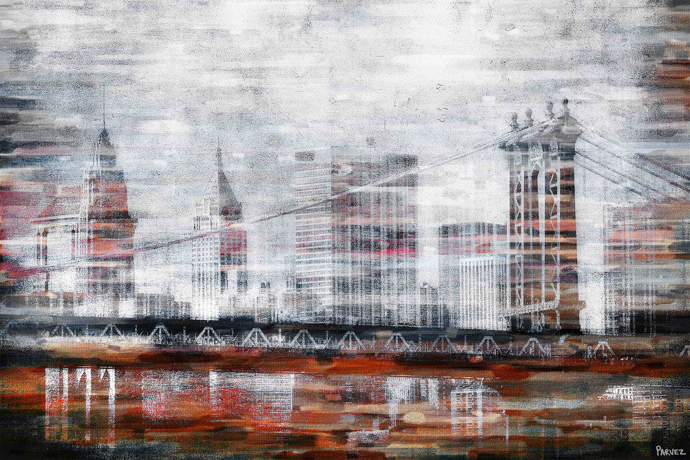 "Brooklyn Bridge View" Print on Canvas, 24"x16"