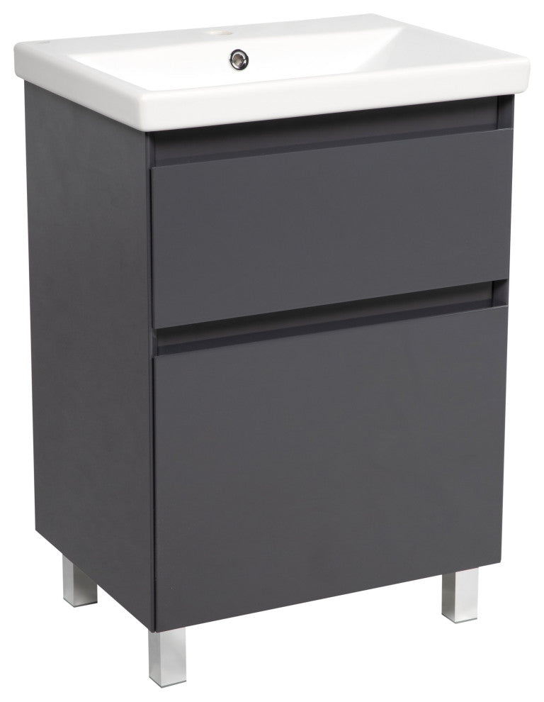 Bathroom Vanity Elit Graphite Gloss 28" No Mirror