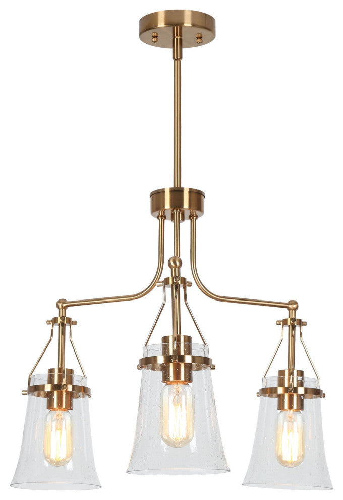 LNC 3-Light Polished Gold Linear Modern/Contemporary Chandelier