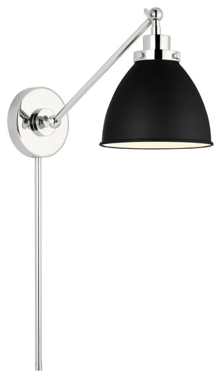 Wellfleet Single Arm Dome Task Sconce, Midnight Black and Polished Nickel