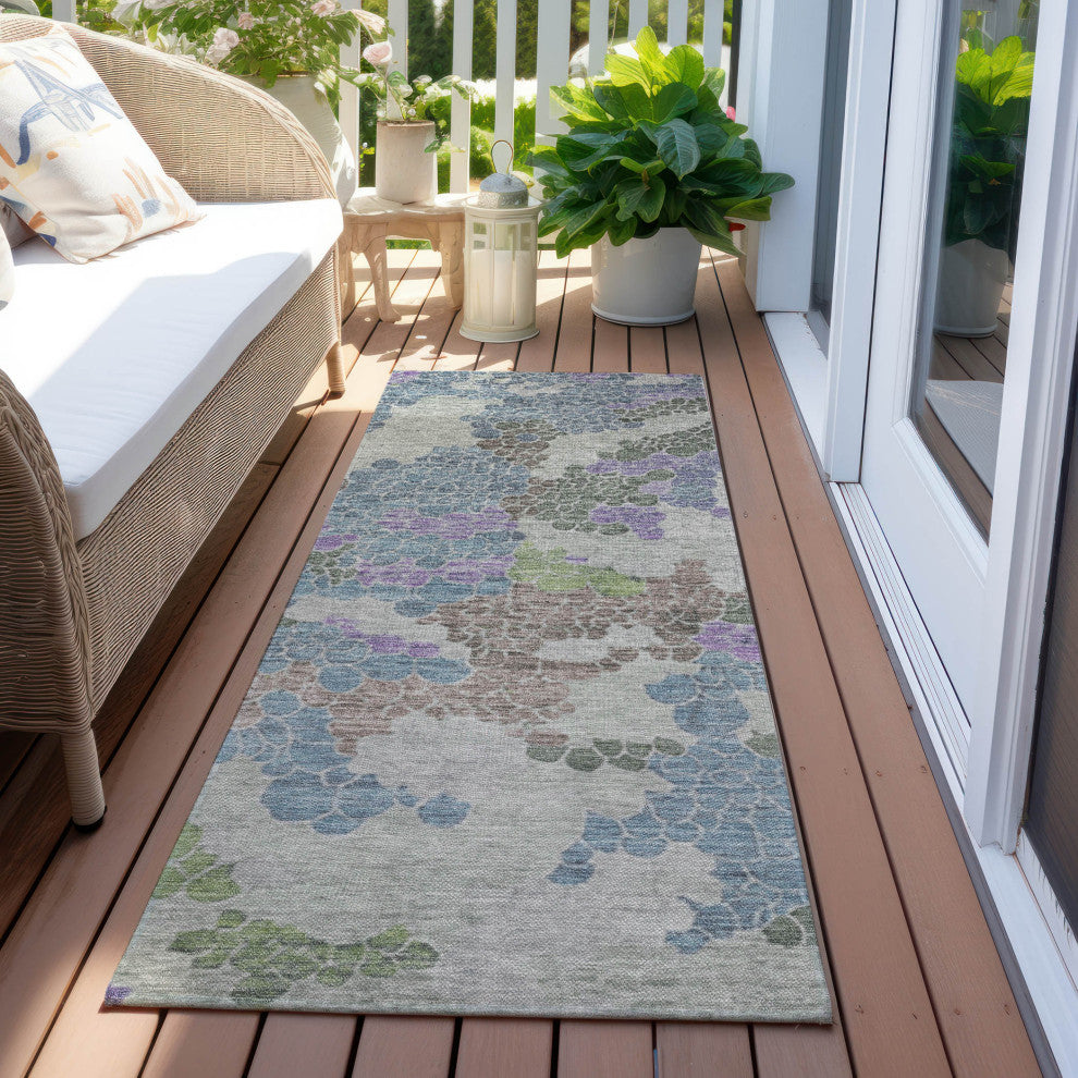 Machine Washable Indoor/Outdoor Chantille ACN1906 Blue 2'3" x 7'6" Runner Rug