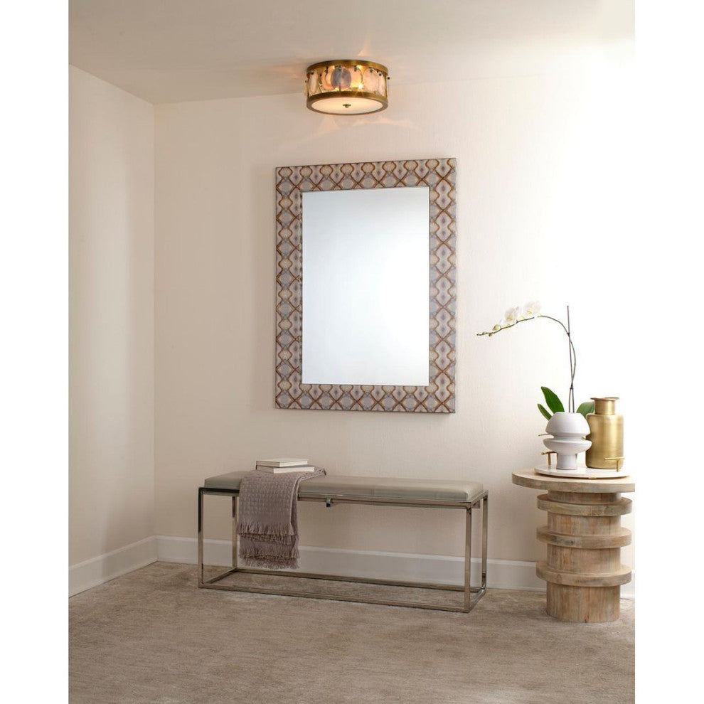 Luxe Genuine Agate Stone Slice Semi Flush Mount Fixture 15 in Round Brass Gold