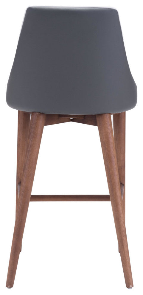 Counter Stool Chair, Fabric, Wood, Gray, Brown, Bar Kitchen Cafe Bistro