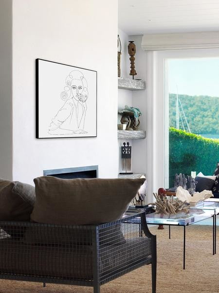 "Lady Sketch" Floater Framed Painting Print on Canvas, 48"x48"