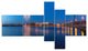 Embankment of City Panorama, Cityscape Canvas Art Print, 60"x32", 5 panels