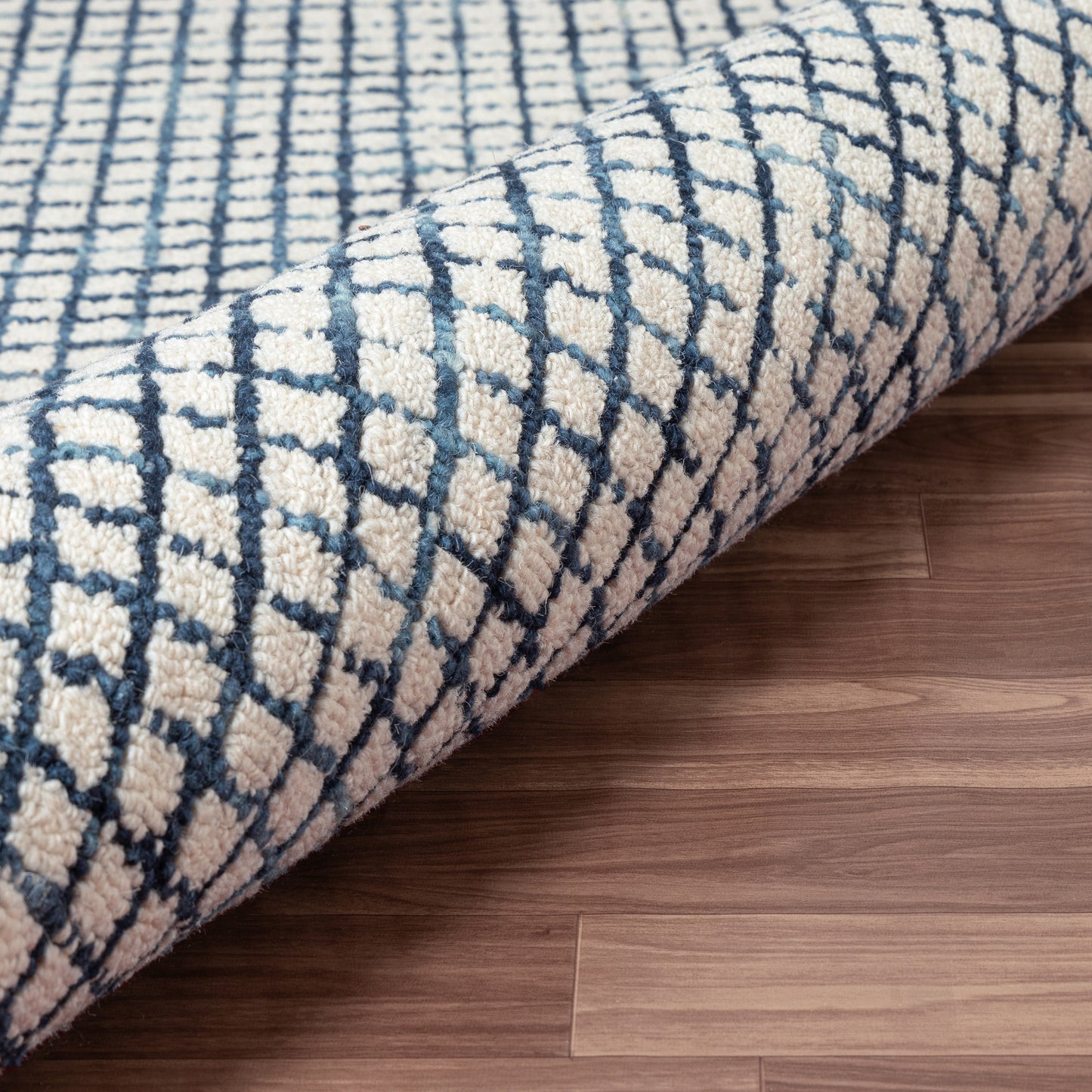 Indigo Grid Area Rug, 7'9"x9'9"