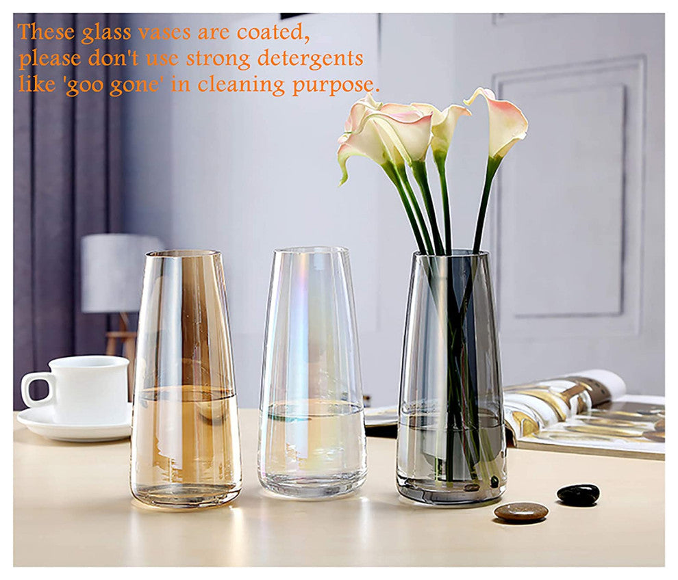 Modern Glass Vase Crystal Clear Glass Vase for Home Office Decor