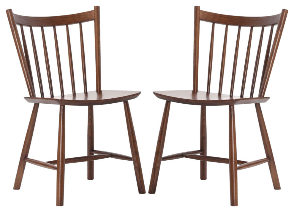 Elite Living Vincent, Set of 2, Solid Wood Dining Chairs, Walnut Brown
