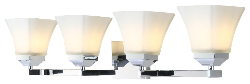 Staunton 1-Light Iron/Glass Modern Cottage LED Vanity Light, Chrome, 4-Light