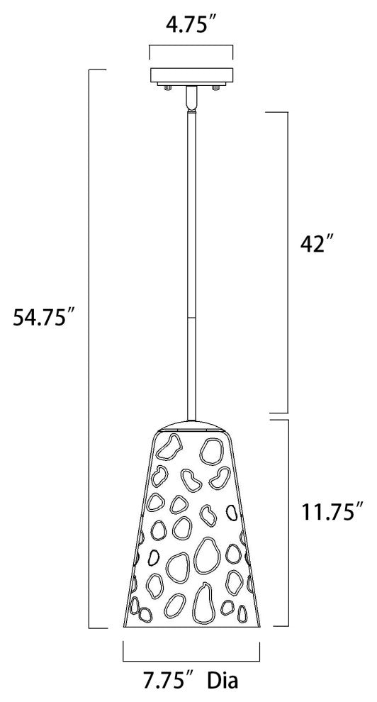 1-Light Matte Black 8 in. Mini Pendant With Hammered Glass Shade