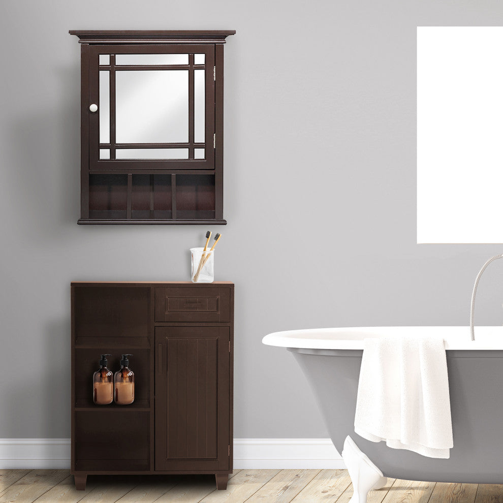 Wooden Medicine Cabinet with Mirrored Door