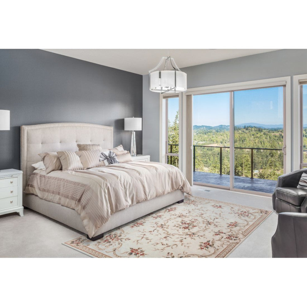 KAS Avalon 5606 Ivory Aubusson Area Rug, 5'3" x 7'7"