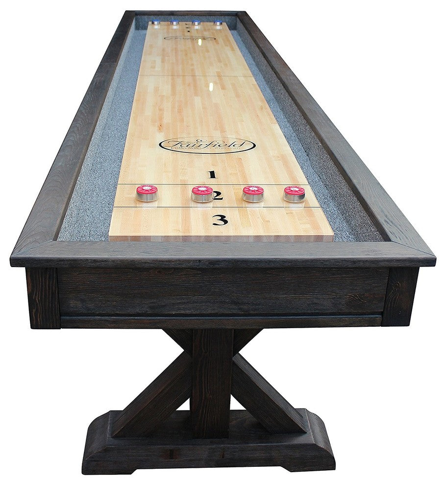 Brazos River Pro-Style Shuffleboard Table, Weathered Black, 14'