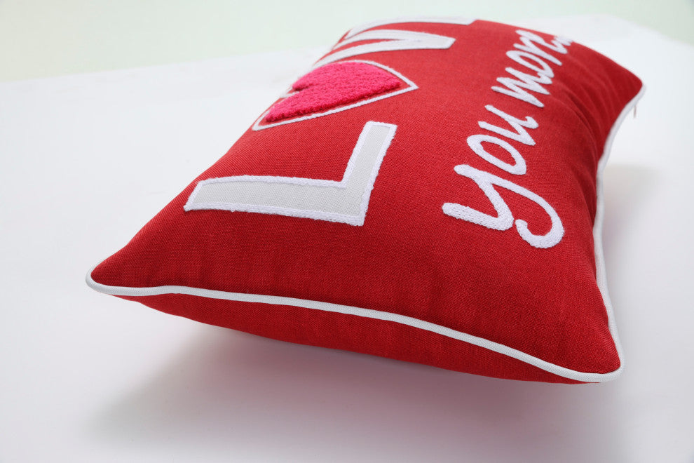 Indoor Valentines Love You More Red Rectangular 12x19 Throw Pillow Cover