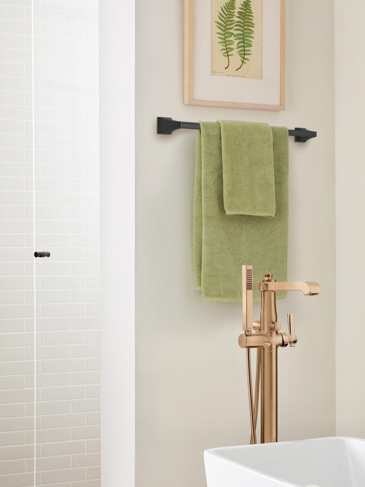 Amerock Mulholland Traditional Towel Bar, Matte Black, 24" Center-to-Center