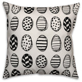 Black and White Egg Pattern 18x18 Throw Pillow Cover