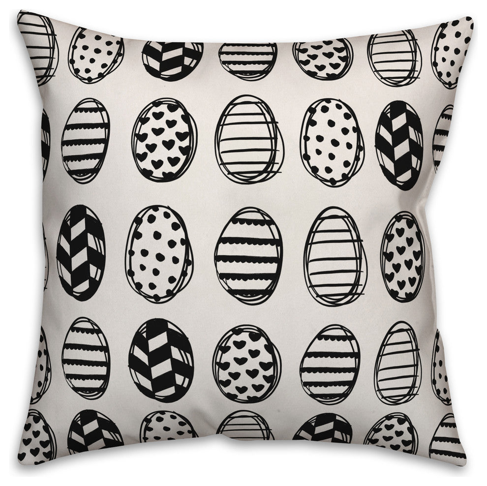 Black and White Egg Pattern 18x18 Throw Pillow Cover