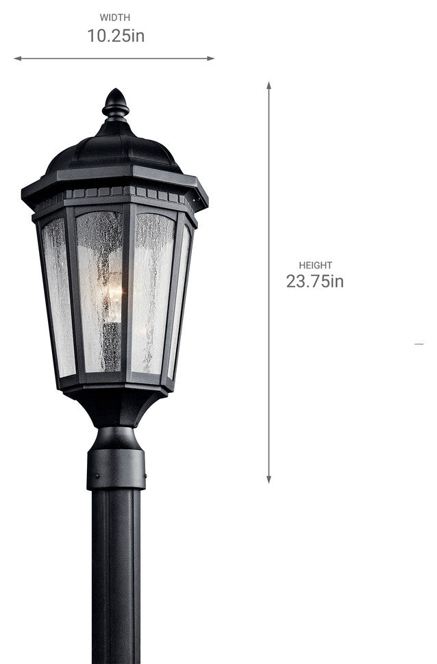 Kichler Courtyard Outdoor Post Lantern, Textured Black, 10.25
