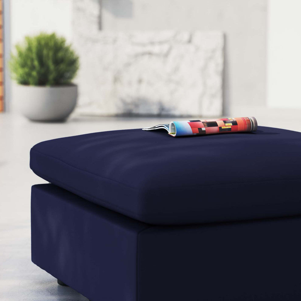 Ottoman Lounge Chair, Sunbrella, Blue Navy, Modern, Outdoor Patio Hospitality