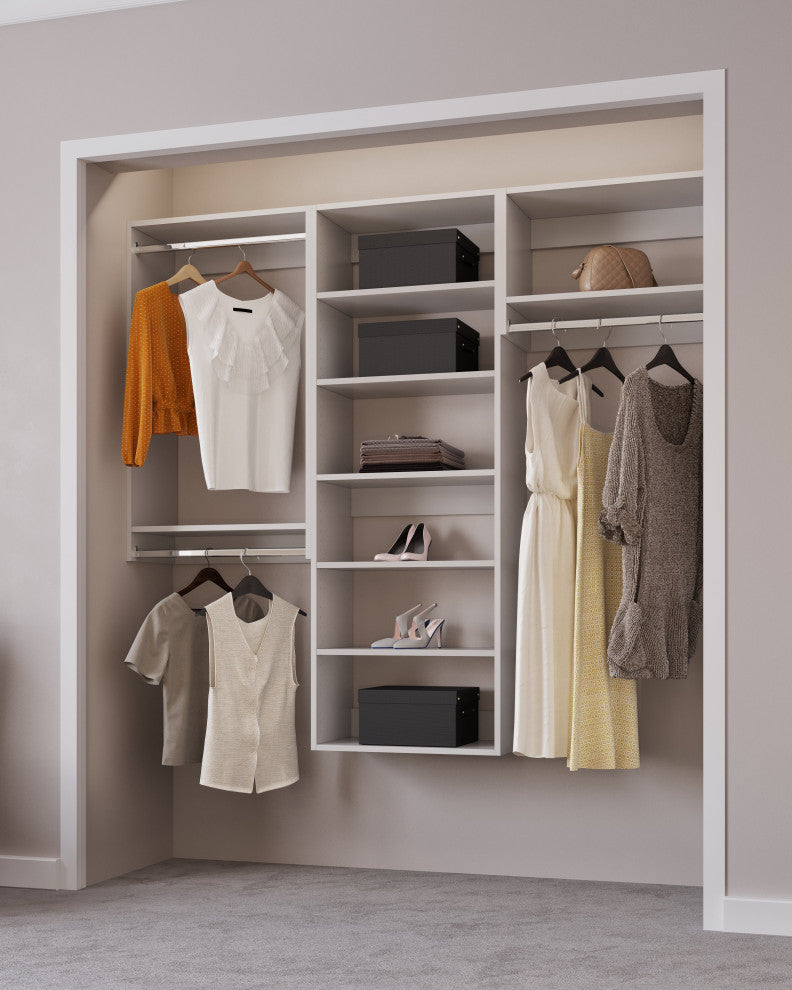 Modular Closet System Hanging Closet Organizer and Closet Shelves 66"-96"