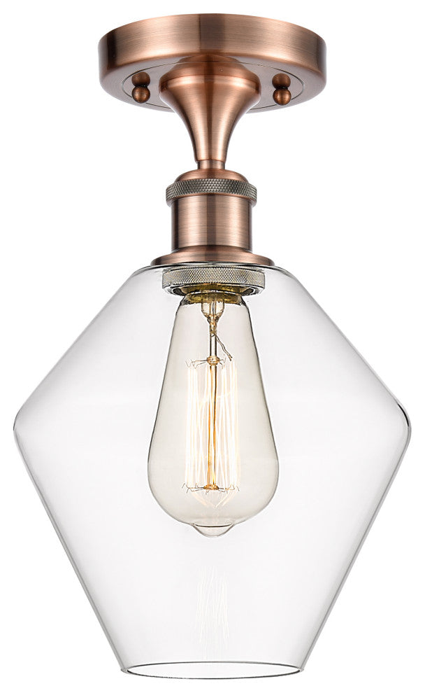 Innovations 516-1C-AC-G652-8 1-Light Semi-Flush Mount, Antique Copper
