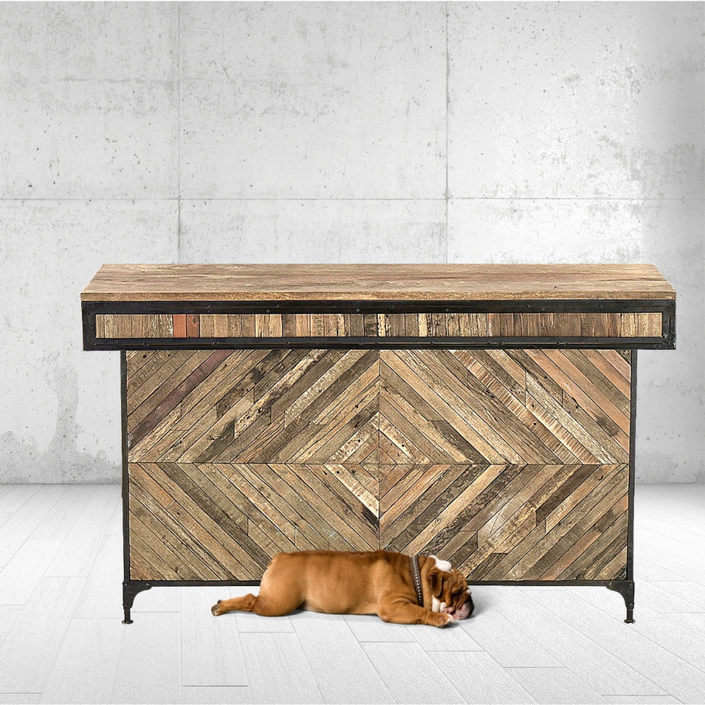 70" Rustic Mid Century Modern Home Bar Island Server Counter Jack