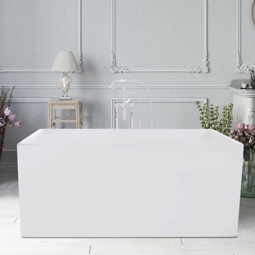 Vanity Art 55" Acrylic Freestanding Bathtub, Pure White