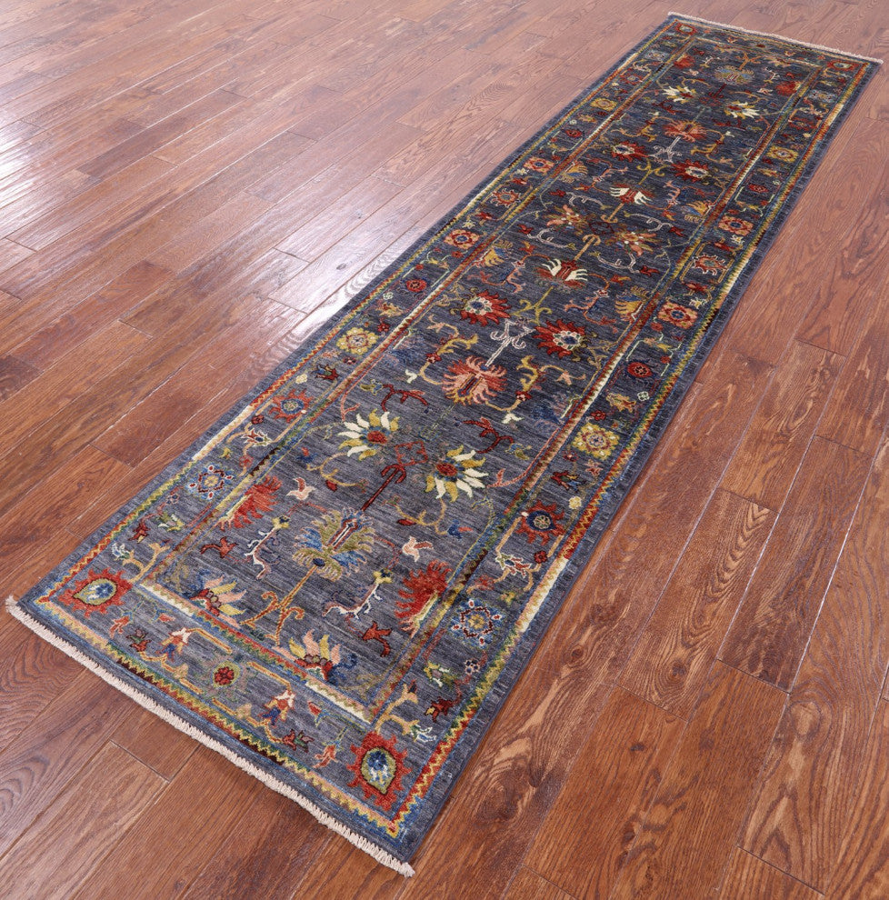2' 8" X 10' 3" Runner Persian Tabriz Hand-Knotted Rug - Q12163