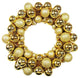 16" Gold Ball Wreath With Battery Powered Pure White LEDs