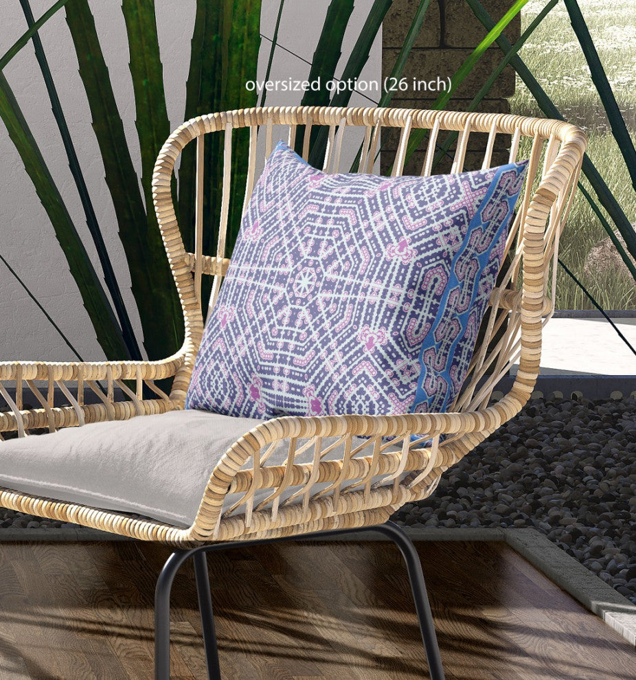 28 Lilac Blue Geostar Indoor Outdoor Throw Pillow