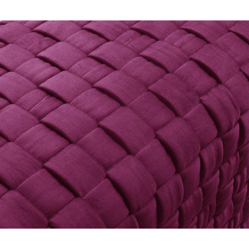 40" Fuchsia And Gold Upholstered Velvet Bench