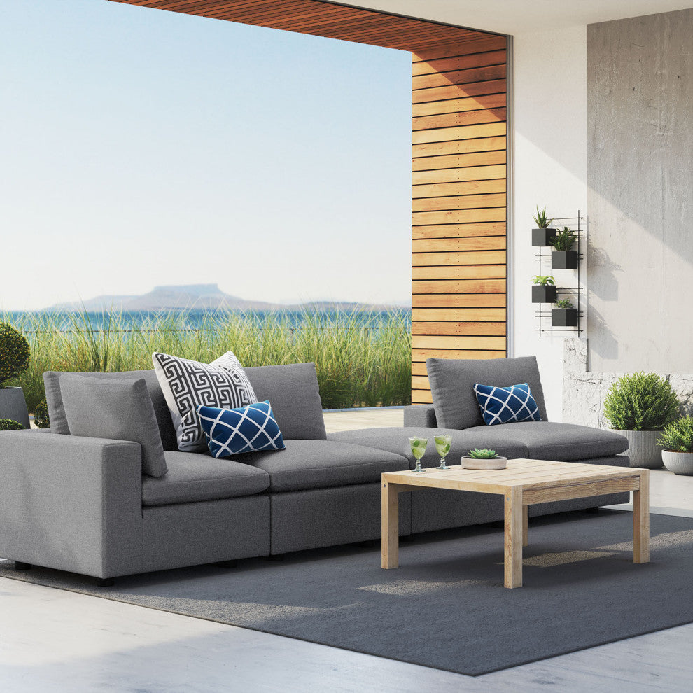 Modular Lounge Sectional Deep Sofa Set, Sunbrella, Gray, Modern, Outdoor