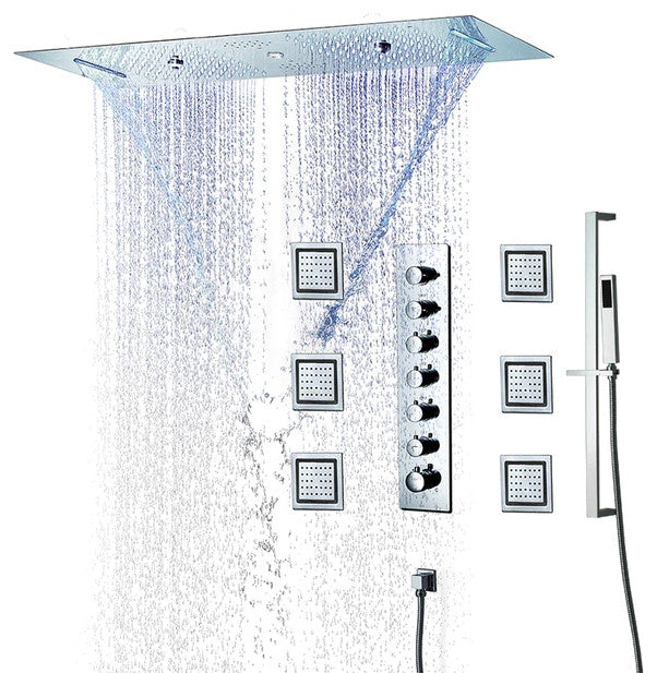Remote Controlled Led Large Musical Shower System, Style D - Remote Control Ligh