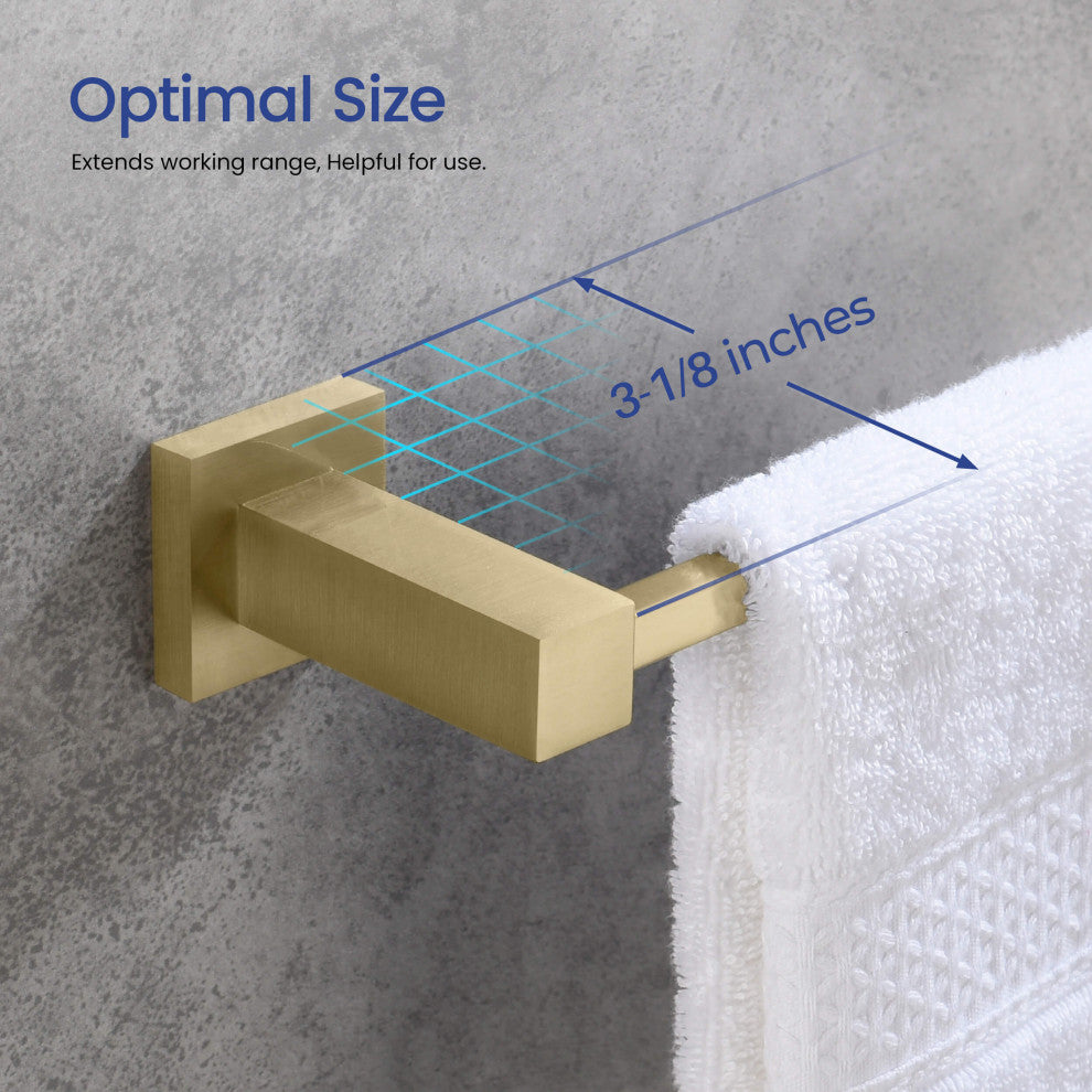 Cube 2-Piece Bathroom Hardware Set, Brushed Gold