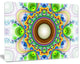 Green Fractal Circles and Waves, Abstract Canvas Art Print, 40x30