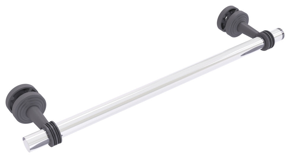 Pacific Beach 18" Shower Door Towel Bar with Dotted Accents, Matte Gray