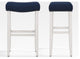 WestinTrends 2PC 29" Upholstered Saddle Seat Bar Height Stool Set, Accent Chair, Navy Blue