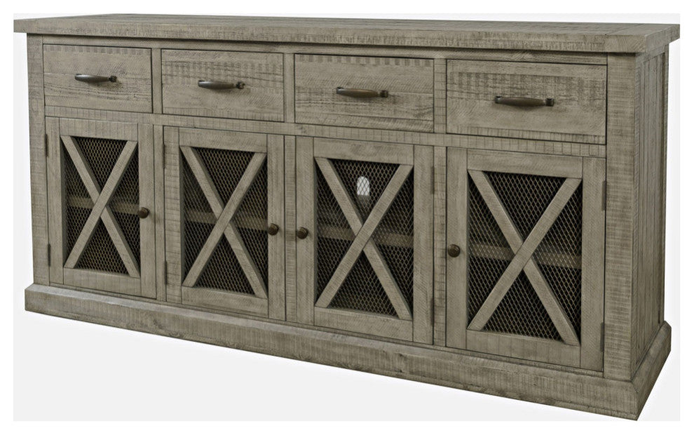 Telluride 70" Rustic Distressed Pine Four Drawer Sideboard Buffet Server