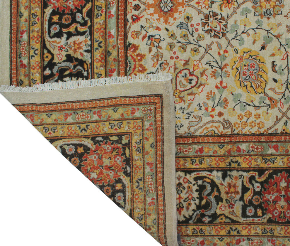 Turkish-Knotted Ankara Irmak Ivory Rug, 8'0x9'6