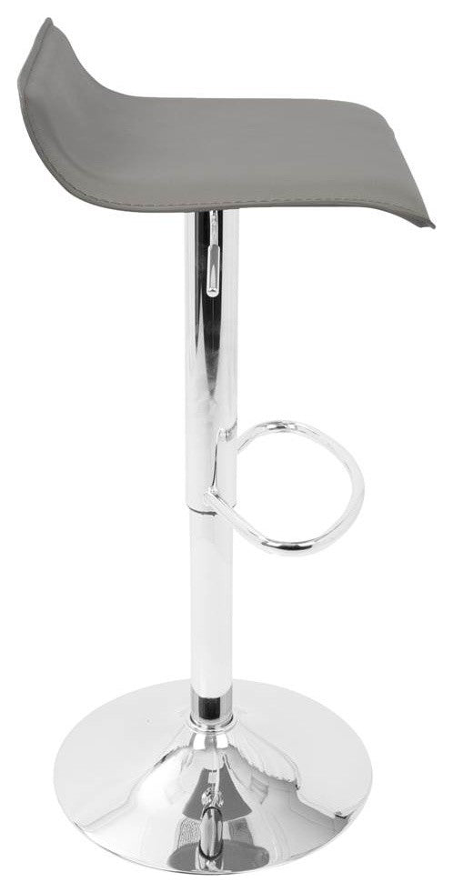 LumiSource Ale Height Adjustable Barstool, Gray With Chrome Footrest, Set of 2