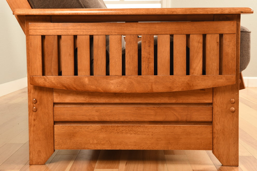 Mesa Frame Futon With Butternut Finish, Butternut, Oregon Trail Saddle