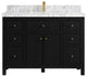 Sonoma 48 Single Sink Reeded Bath Vanity in Black 2" Carrara Marble