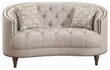 Loveseat with Button Tufting and Nailhead Trim, Gray